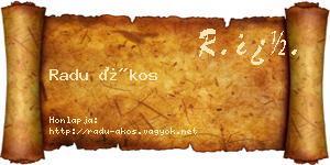 Radu Ákos névjegykártya
